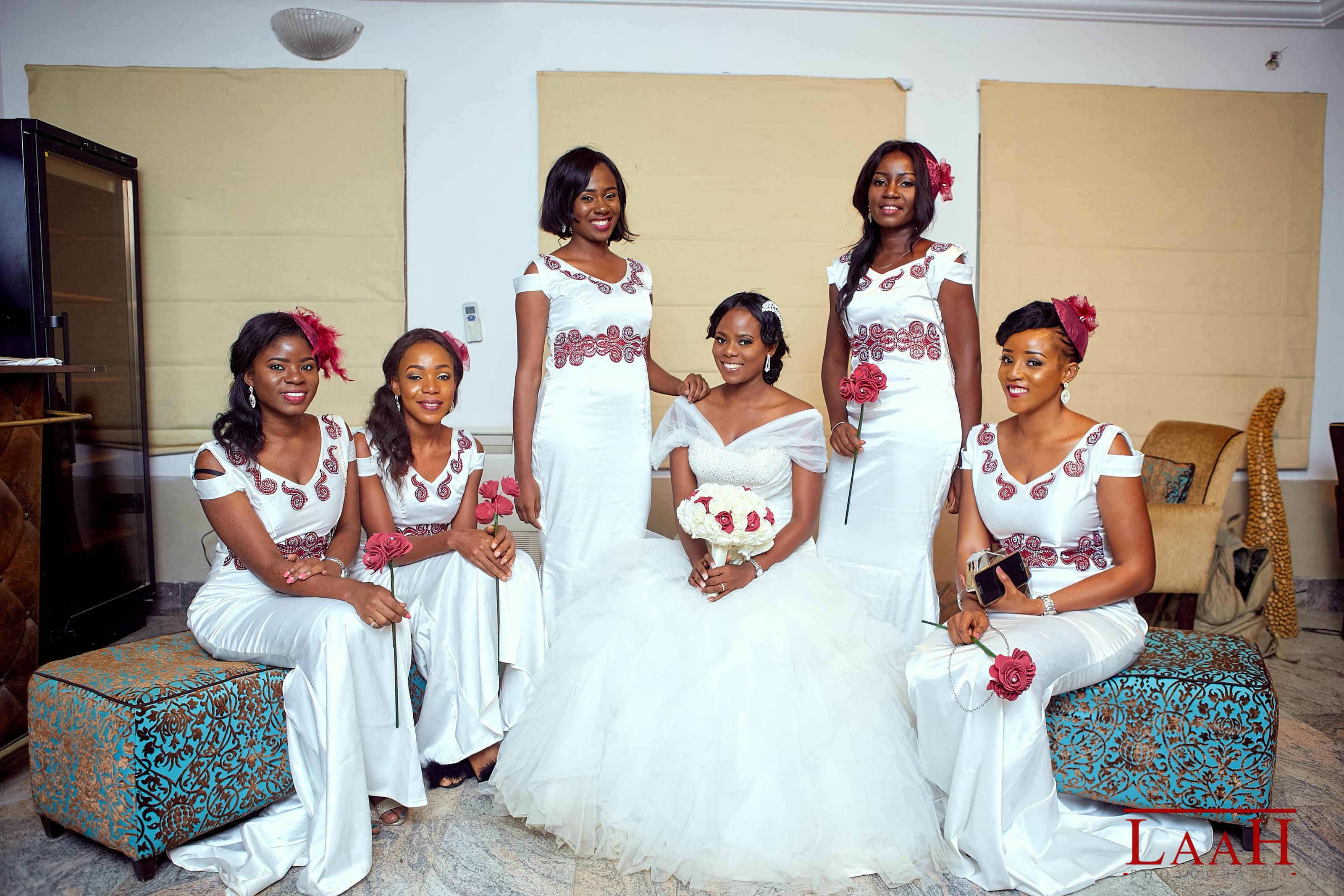 White bridal look & bridesmaid